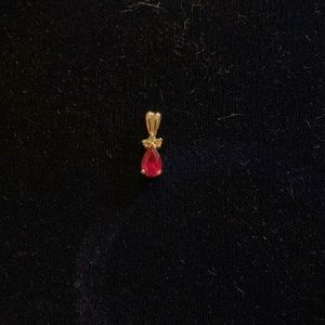 Ruby Pendant EUC 14k White Gold Diamonds